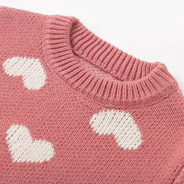 Simplee kids Baby Girls' Valentine's Sweater Pink Pullover Coat Cotton Sweater Patterns to Knit Heart for Autumn Fall and Winter 2-3T