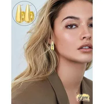 iF YOU Chunky Gold Hoop Earrings Set, 9 Pairs of Stylish Gold Earrings