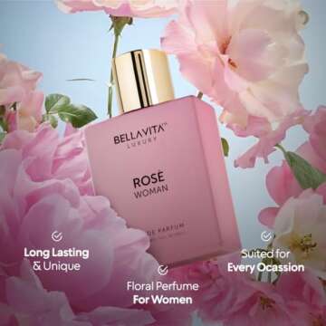 Bella Vita Luxury Rose Women's Eau De Parfum (3.4 fl. oz.) | Floral, Oriental & sweet Perfume for Women | Notes: Amber Vanilla, Black Currant, Rose, Jasmine | Vegan & Cruelty-Free