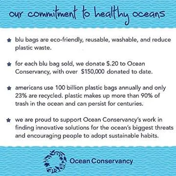 rockflowerpaper Reusable Grocery Bags for Shopping - Citrus Red Pattern Blu Bag - Machine Washable, Foldable, Packable Tote - Large Handles - Heavy Duty and Lightweight - Zippered Top Pouch