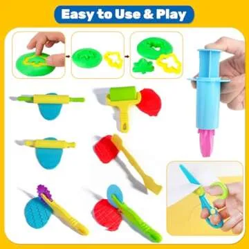 Playdough Tools for Kids, 24 Pieces Play Dough Tools Set with Rolling Pins,Playdough Cutters,Playdough Extruders,Scissor