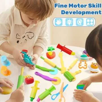 Playdough Tools for Kids, 24 Pieces Play Dough Tools Set with Rolling Pins,Playdough Cutters,Playdough Extruders,Scissor