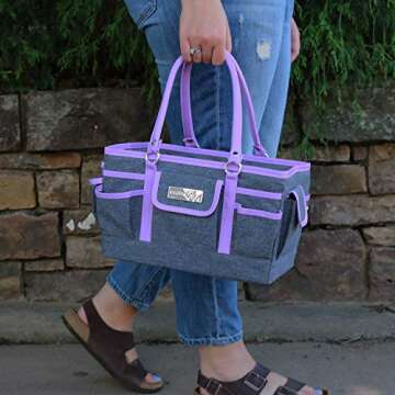 Everything Mary Craft Bag Organizer Tote, Purple - Storage Art Caddy for Sewing & Scrapbooking - Cra...