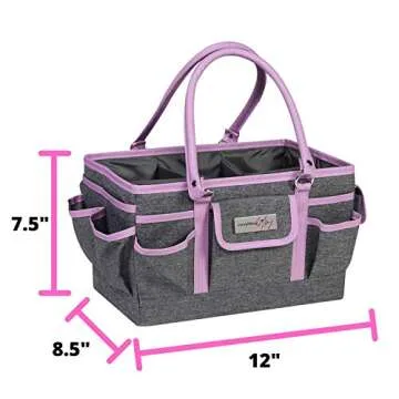 Everything Mary Craft Bag Organizer Tote, Purple - Storage Art Caddy for Sewing & Scrapbooking - Crafts Supply Carrier w/Handle for Supplies & Tools Organization for School, Medical, Office