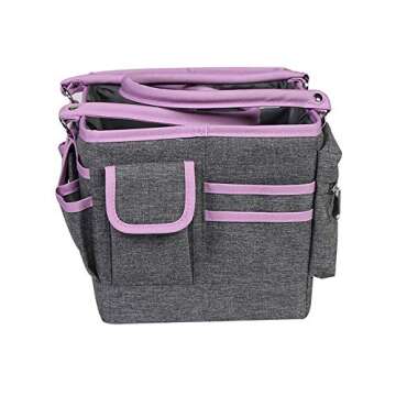 Everything Mary Craft Bag Organizer Tote, Purple - Storage Art Caddy for Sewing & Scrapbooking - Crafts Supply Carrier w/Handle for Supplies & Tools Organization for School, Medical, Office