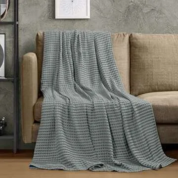 Utopia Bedding Cool Grey 100% Cotton Waffle Blanket 300 GSM [King - 90x108 Inch] Soft Lightweight Breathable Bed Blanket for All Season