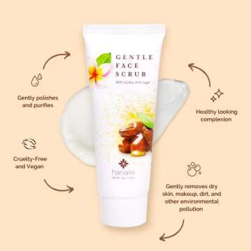 Hanalei Gentle Face Scrub - Exfoliating Facial Cleanser with Natural Jojoba, Sugar, Vitamin E, Hawaiian Kukui Oil and Macadamia Oil - for a Radiant Glow - 3.35 oz
