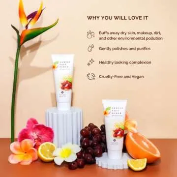 Hanalei Gentle Face Scrub - Exfoliating Facial Cleanser with Natural Jojoba, Sugar, Vitamin E, Hawaiian Kukui Oil and Macadamia Oil - for a Radiant Glow - 3.35 oz