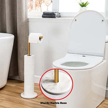 Gold Toilet Paper Holder with Marble Base and Stainless Steel