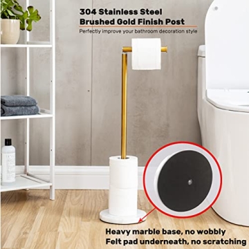 Gold Toilet Paper Holder with Marble Base and Stainless Steel