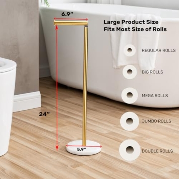 Gold Toilet Paper Holder with Marble Base and Stainless Steel