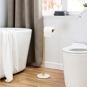 Gold Toilet Paper Holder with Marble Base and Stainless Steel