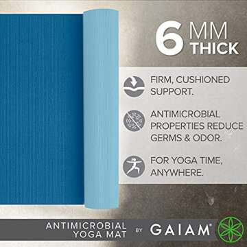 Gaiam Yoga Mat – 6mm Extra Thick Non Slip Exercise Workout Mat for Women and Men – Ideal for Hom...