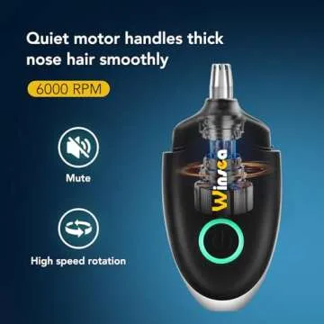 Winsea Ear and Nose Hair Trimmer for Men and Women – Travel Trimmer, High-Precision Nose Shaver, USB Rechargeable, Waterproof, Safe & Quiet Operation, Portable Ear Hair Remover Design