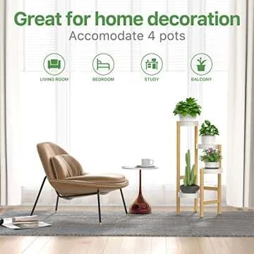 Wisuce Bamboo Plant Stands Indoor, 4 Tier Tall Corner Plant Stand Holder & Plant Display Rack for Outdoor Garden Indoor Home (4 Tier -2)
