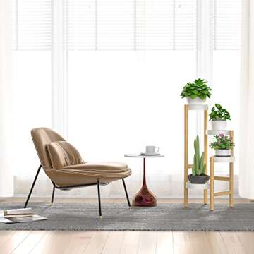 Wisuce Bamboo Plant Stands Indoor, 4 Tier Tall Corner Plant Stand Holder & Plant Display Rack for Outdoor Garden Indoor Home (4 Tier -2)