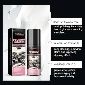 Car Interior Cleaner, 100ML Polishing Cleaner Car Interior, Car Interior Polish Detailer and Cleaner, Waterless Car Interior Detailer Spray, Total Interior All Purpose Car Cleaner-2PCS