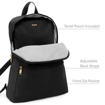 TUMI - Just In Case Foldable Backpack - Lightweight, Compact Travel Backpack - For One Bag Travel - 15.5" X 12.3" X 4.5" - Black with Gold Hardware