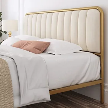 Elegant HITHOS Queen Bed Frame with Tufted Headboard