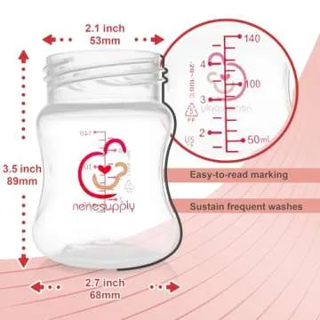 Nenesupply 4.7oz Wide Neck Breast Pump Bottles Use as for Pumping with Spectra S1 S2 Pumps. Pump. Breastmilk Storage and Collection (Pack of 6)