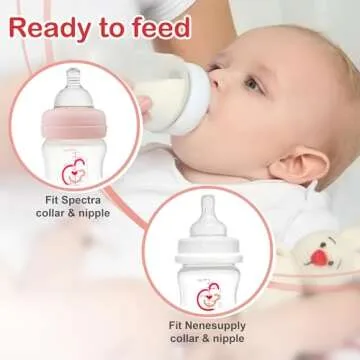Nenesupply 4.7oz Wide Neck Breast Pump Bottles Use as for Pumping with Spectra S1 S2 Pumps. Pump. Breastmilk Storage and Collection (Pack of 6)