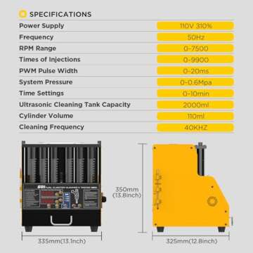 GDI,EFI,FSI Fuel Injector Cleaner Tester,6-Cylinder CT400 High Pressure Ultrasonic Injector Cleaner Tester For Gasoline Direct Injection Piezo Fuel nozzle With Portable Drawer,12V/70V/120V Selection