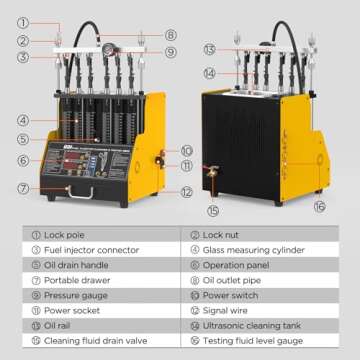 GDI,EFI,FSI Fuel Injector Cleaner Tester,6-Cylinder CT400 High Pressure Ultrasonic Injector Cleaner Tester For Gasoline Direct Injection Piezo Fuel nozzle With Portable Drawer,12V/70V/120V Selection