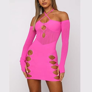 Trendy Amiblvowa Hollow Out Dress for Women Summer Party