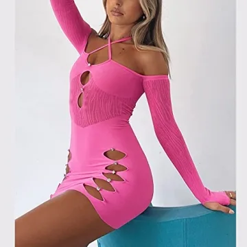 Trendy Amiblvowa Hollow Out Dress for Women Summer Party