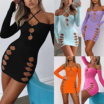 Trendy Amiblvowa Hollow Out Dress for Women Summer Party