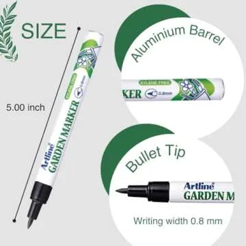 Artline EK-780 Garden Markers, 0.8 mm Writing Width, UV Resistant, Waterproof Permanent Markers Ideal for Plant Labels, Quick-Dry Garden Marker for Plants Outdoor & Indoor Use - Black, 12 Pack