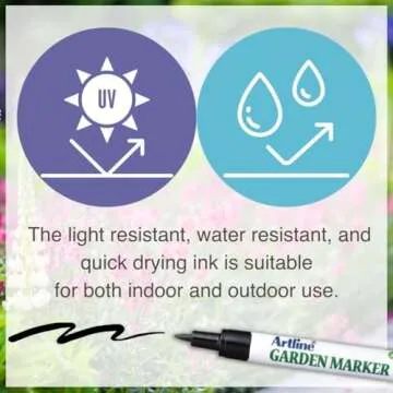 Artline EK-780 Garden Markers, 0.8 mm Writing Width, UV Resistant, Waterproof Permanent Markers Ideal for Plant Labels, Quick-Dry Garden Marker for Plants Outdoor & Indoor Use - Black, 12 Pack