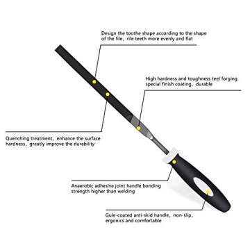 SDAE 10PCS Needle File Set High Carbon Steel File Set with Plastic Non-Slip Handle, Hand Metal Tools for Wood, Plastic, Model, Jewelry, Musical Instrument and DIY (6 Inch Total Length)