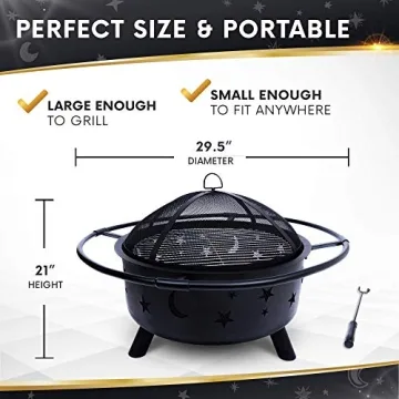 Project One 30" Outdoor Fire Pit with BBQ Grill Grate