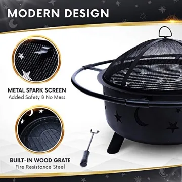 Project One 30" Outdoor Fire Pit with BBQ Grill Grate