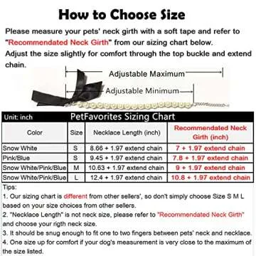 PETFAVORITES Diamond Dog Pearls Necklace Jewelry for Small Dogs Puppy - Bling Rhinestones Cat Wedding Collar - Chihuahua Yorkie Girl Clothes Costume Outfits Accessories (Snow White, Size S)