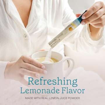 GOODONYA Organic Hydration - Electrolyte Powder Packets | Lemon, Coconut Water, Magnesium, Himalayan...