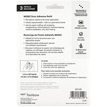Tombow Mono Adhesive Dots Refill Pack for Crafting