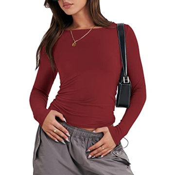 Stylish ANRABESS Women's Long Sleeve Crop Top - Perfect for Y2K Fashion