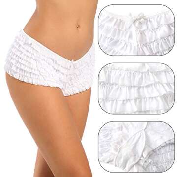 SHARICCA Womens Sexy Mesh Ruffle Panties Booty Boy Shorts Underwear (White, S/M)