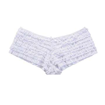 SHARICCA Womens Sexy Mesh Ruffle Panties Booty Boy Shorts Underwear (White, S/M)