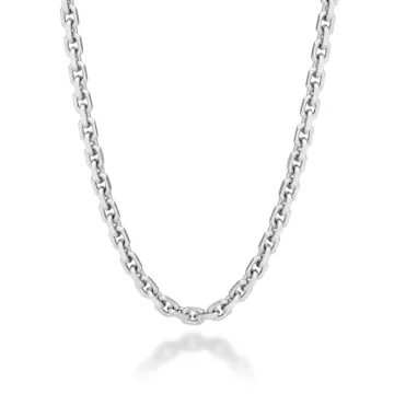 Miabella Solid 925 Sterling Silver Italian 3mm Thick Chain Necklace for Men