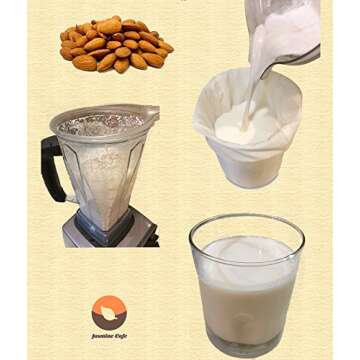 Jasmine Cafe 2 Pack [13"x13"] 200 Micron - Commercial Grade Nut Milk Bag & All Purpose Food Strainer – Fine Mesh Cold Brew Coffee & Tea Filter – Reusable, Safe & Eco-Friendly