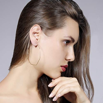 wowshow Geometric Hoop Earrings Hexagon Octagon Earrings Thin Gold Hoops