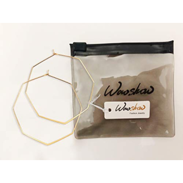 wowshow Geometric Hoop Earrings Hexagon Octagon Earrings Thin Gold Hoops