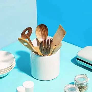 LIFVER 7.2″ Stable Kitchen Utensil Holder Ceramic Organizer