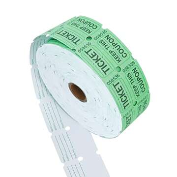ESSENTIAL 2000 Green Double Raffle Tickets Rolls Printable for Leisure, Movie Watching, Entertainment