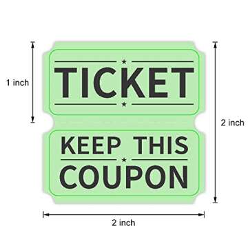 ESSENTIAL 2000 Green Double Raffle Tickets Rolls Printable for Leisure, Movie Watching, Entertainment