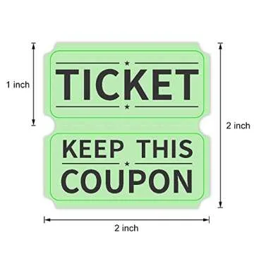 ESSENTIAL 2000 Green Double Raffle Tickets Rolls Printable for Leisure, Movie Watching, Entertainment
