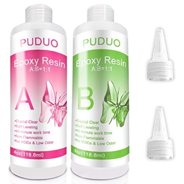 Puduo Epoxy Resin Kit for Jewelry Making, DIY, Resin Art 8oz Including 4OZ Resin and 4OZ Hardener, 2...